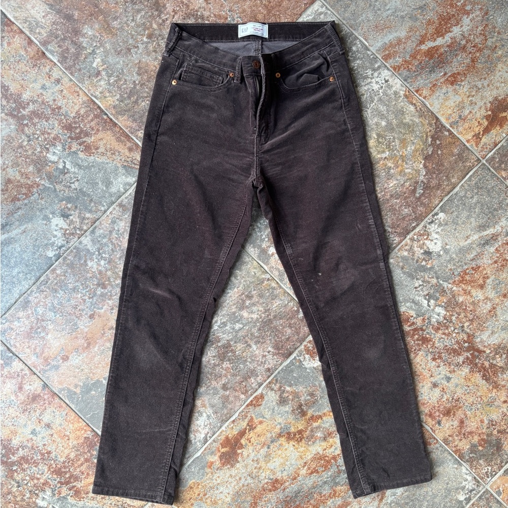 GAP Vintage Slim Mid Rise Dark Brown Velvet Pants